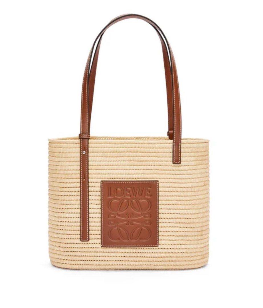 Small square basket bag in raffia 2025 and calfskin