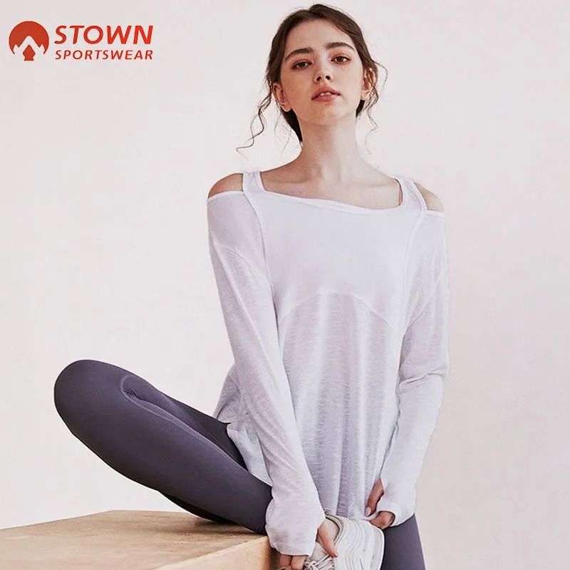 Women's Long Sleeve Round Neck Slim Fitness T-shirt Fashion Sexy Yoga  Clothes Wholesale