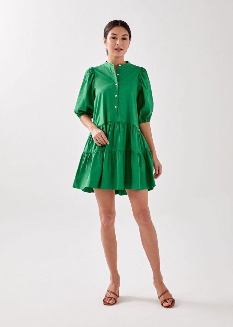 Puff Sleeve Tiered Shirt Dress (5 Colors) – Megoosta Fashion