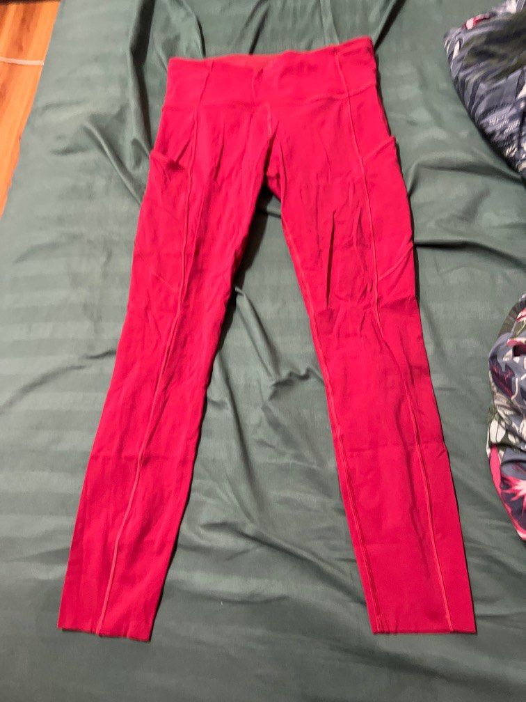 Lululemon fast and free 25” in dark red, Women's Fashion, Activewear on  Carousell