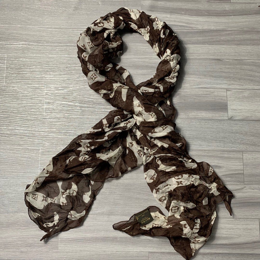 LV monogram scarf (Category: Luxury Accessories) located in Quezon City. Submitted by ALLGOOD_THRIFT (Listing ID 1276300900, Image 1). Description: 1 repaired hole Authentic .