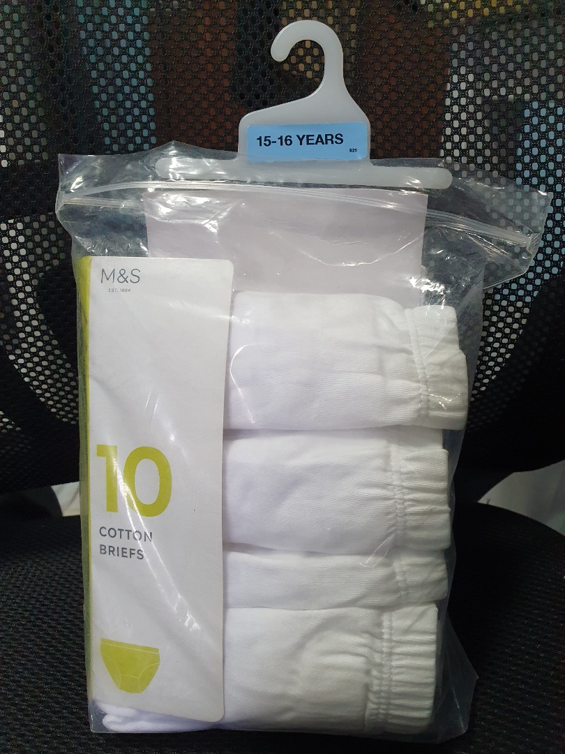Marks & Spencer boys (age 15 16) white cotton underwear briefs, Men's