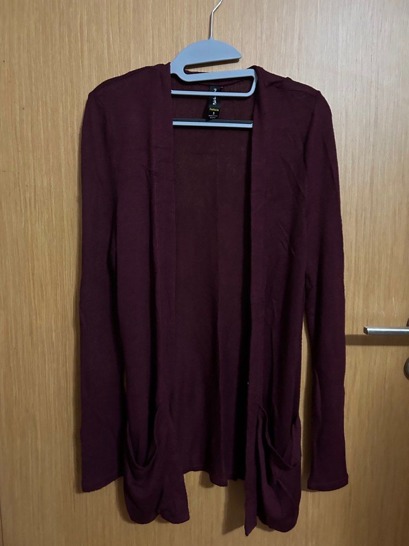 Maroon Long Knit Cardigan