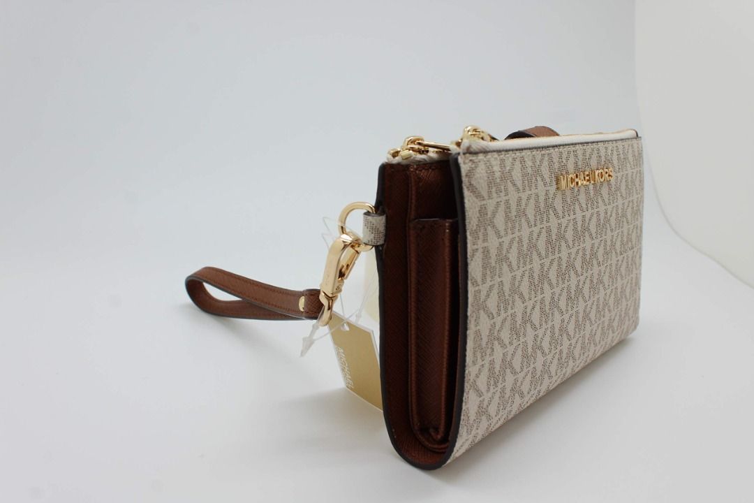 Michael Kors Jet Set Travel Double Zip Wristlet Signature PVC