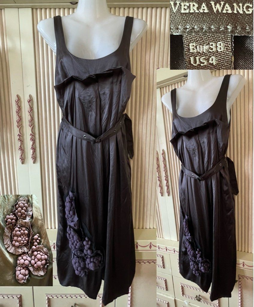 New Authentic Vera Wang deep purple embroidered Dress sz EUR38 US4 Women s Fashion Dresses Sets Evening dresses gowns on Carousell