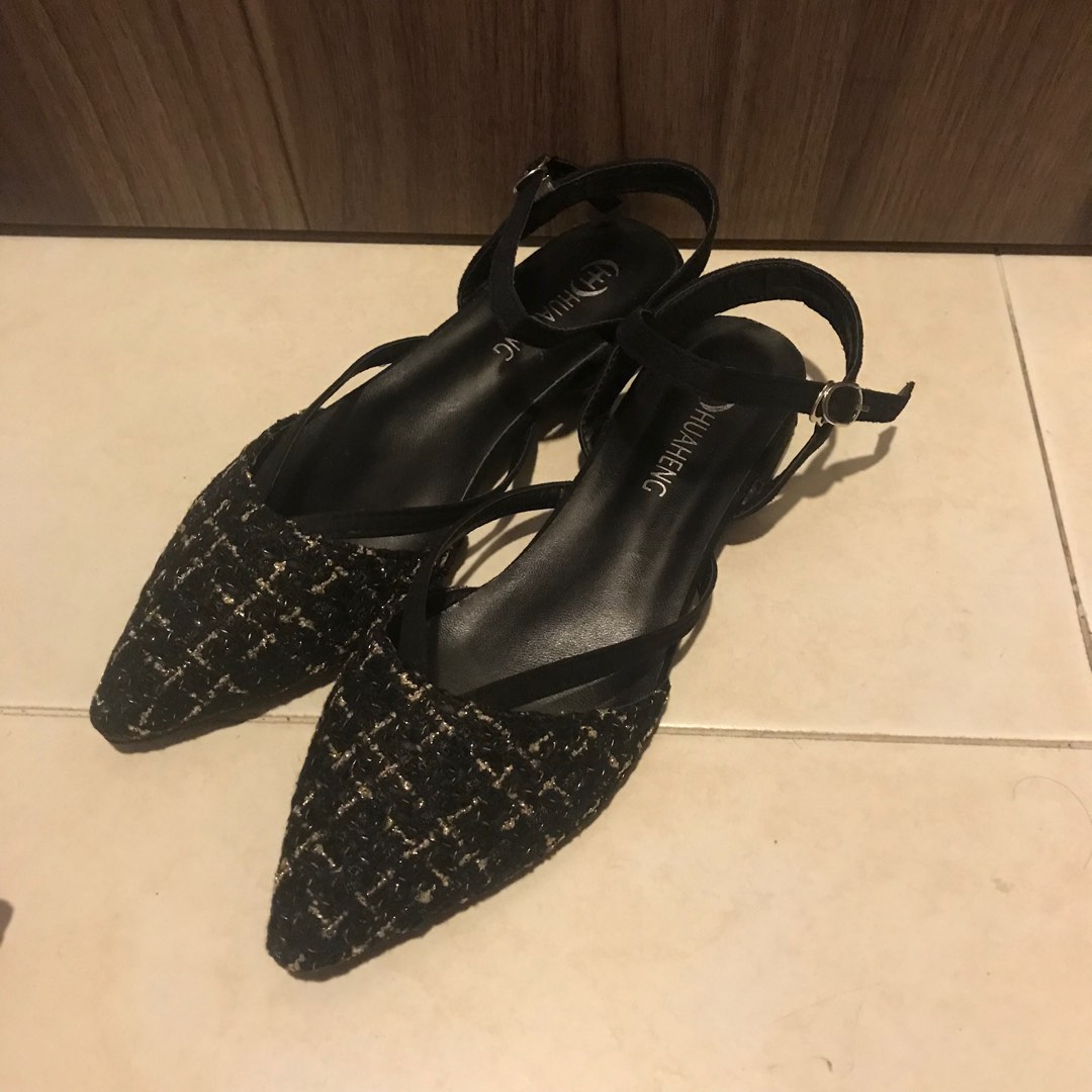Black covered heels store