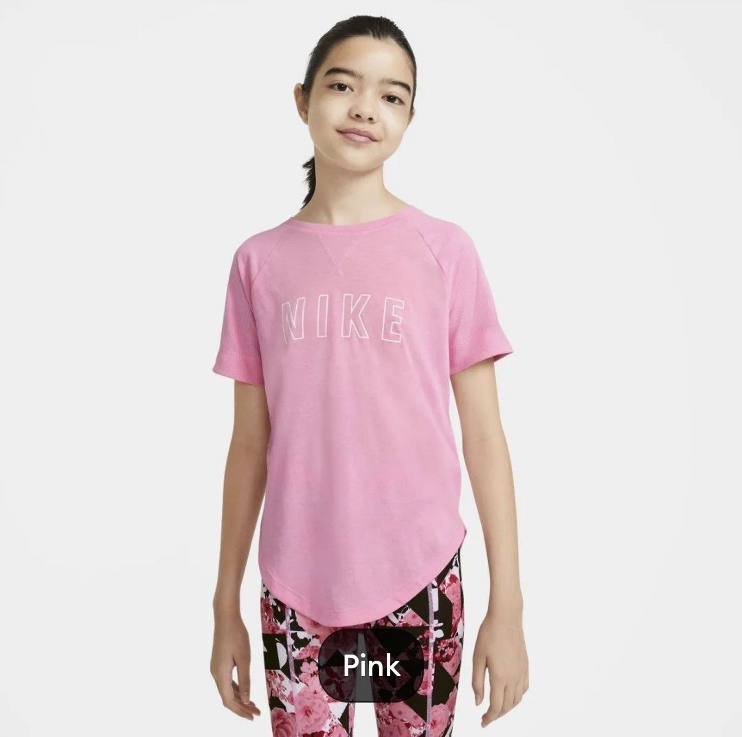 Nike Dri Fit Kids Trophy Short Sleeve Top Pink Babies Kids