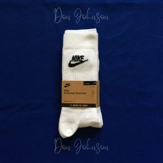 Nike Sportswear Everyday Essential Crew Socks "White/Black" (2 Pairs) Size Large