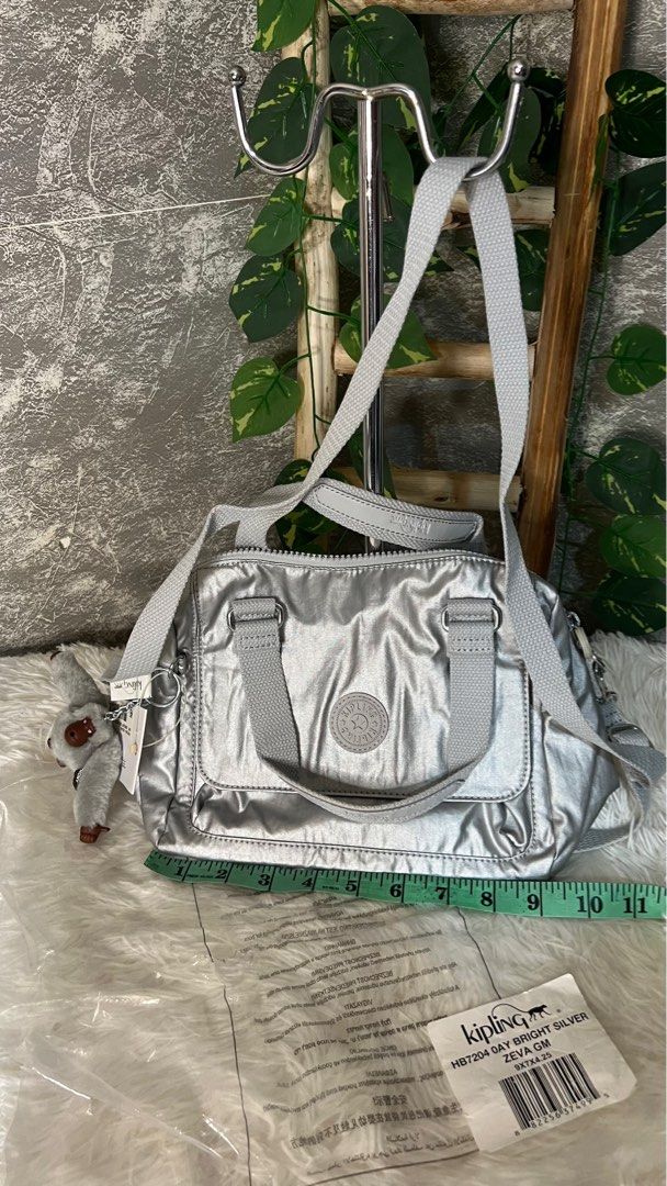 Original Kipling ZEVA Metallic Bright Silver Handbag Women s Fashion Bags Wallets Cross body Bags on Carousell