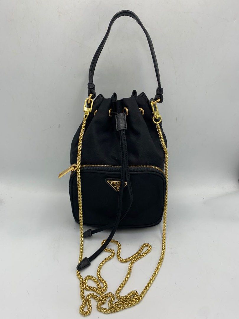 Prada black nylon deals bucket pouch