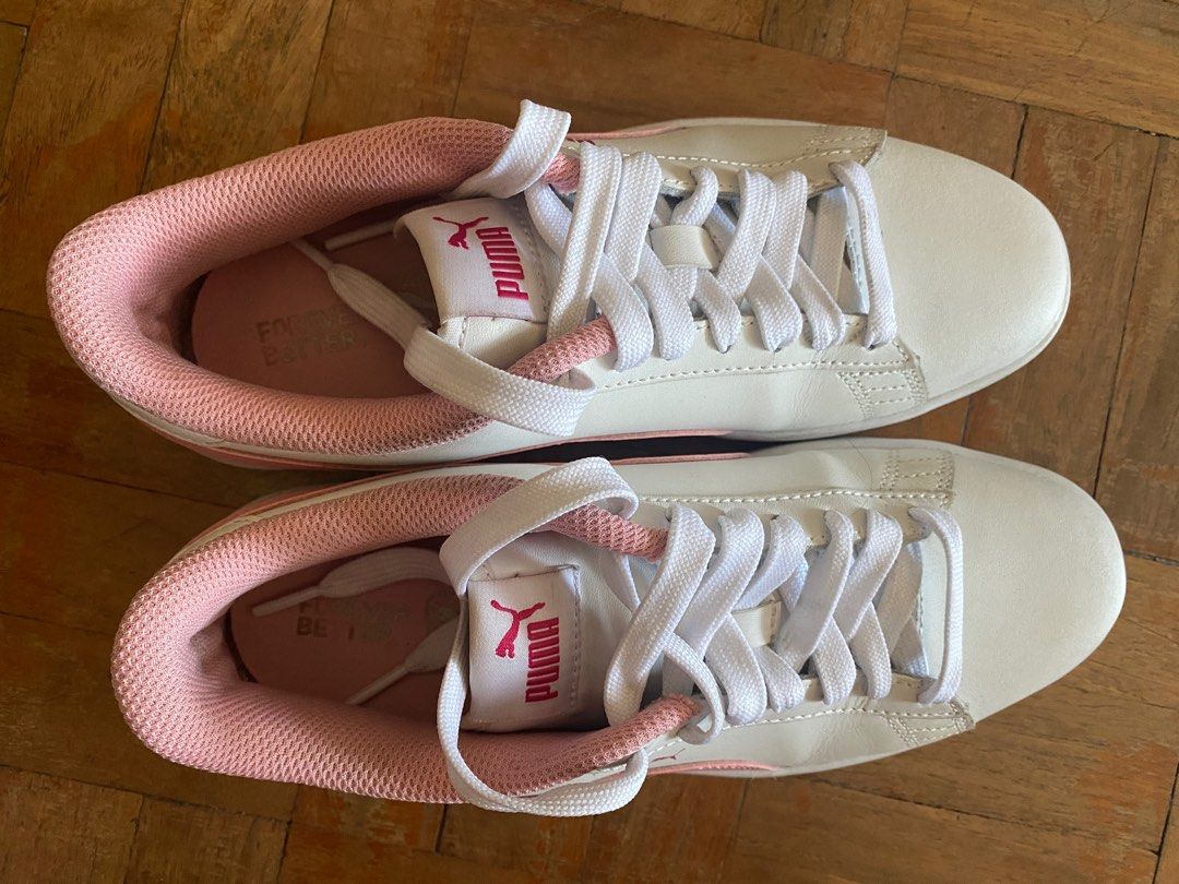 Puma white and pink sneakers, Women's Fashion, Footwear, Sneakers on