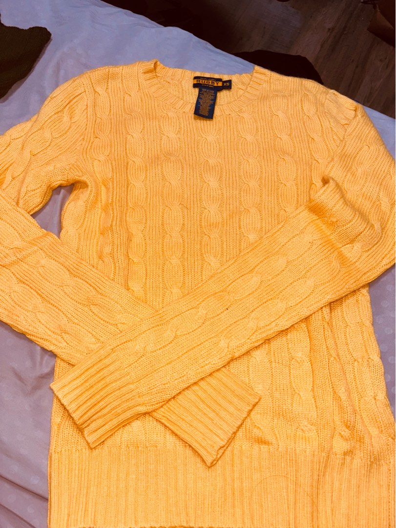 Ralph lauren yellow discount cable knit sweater