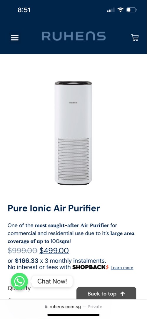 Pure ionic on sale air purifier