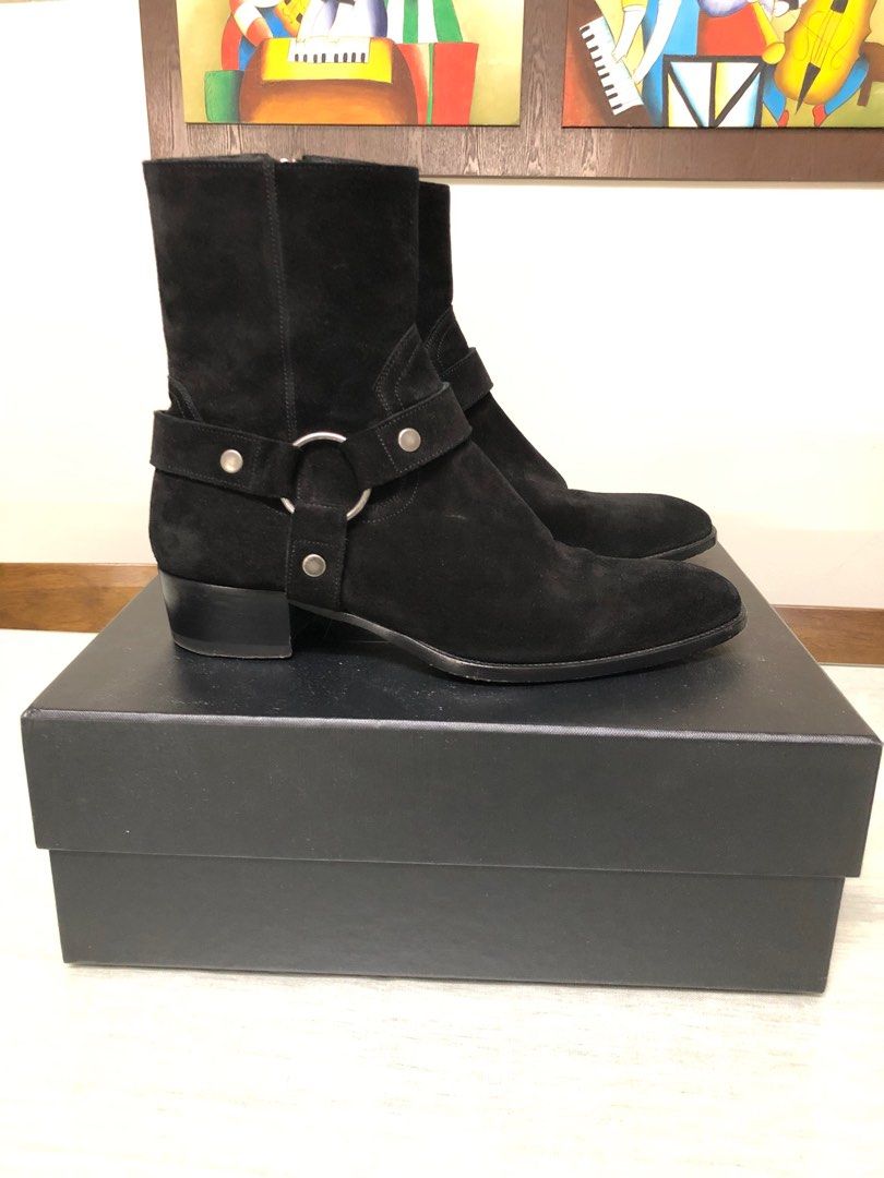Saint laurent black hot sale wyatt harness boots