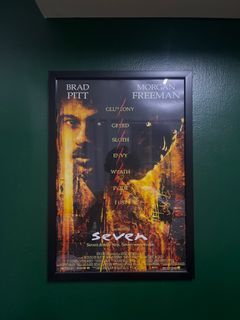 Seven Movie framed poster (Brad Pitt, Morgan Freeman)