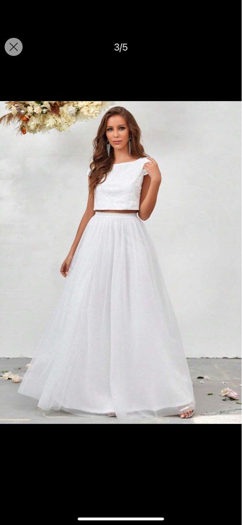 Dress with crop top overlay sales