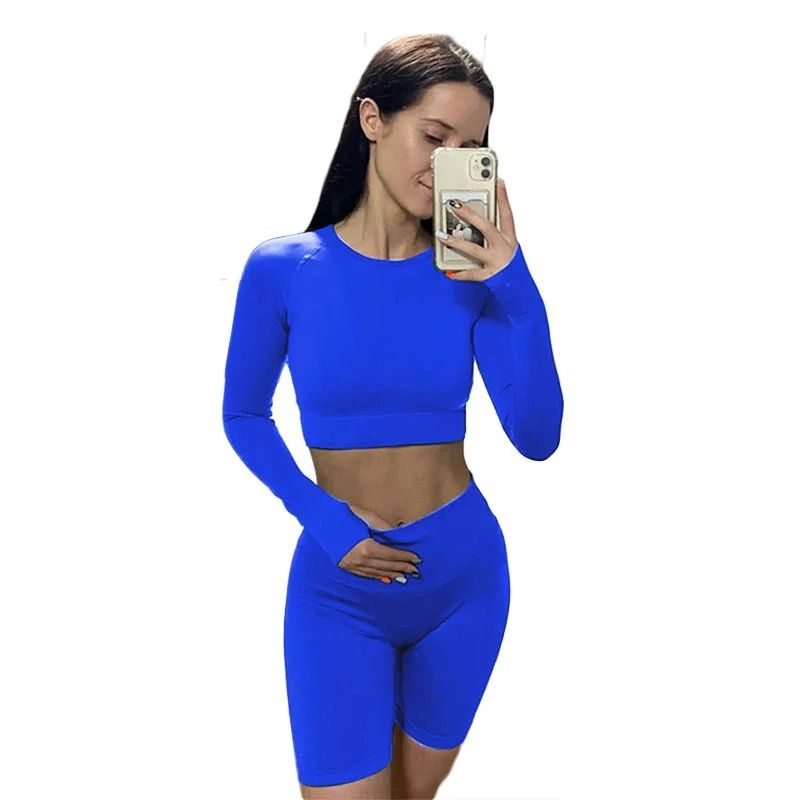 Sports Suit 2 Piece Yoga Set Gym Clothing Women Seamless Workout Sportswear  Fitness Long Sleeve Top Sport Outfit Woman Tracksuit, 女裝, 運動服裝- Carousell