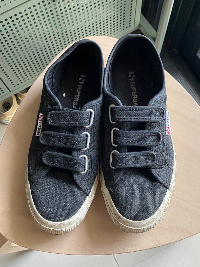 Superga black velcro discount