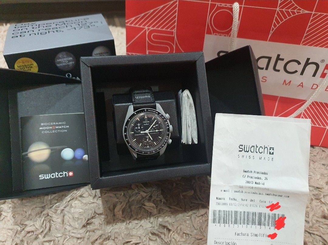 Swatch x Omega MoonSwatch Mission to the Moon 100 Original bought fr Swatch Shop in Madrid Spain w Receipt