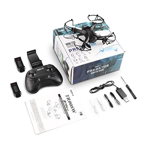 Tech RC Mini Drone with Camera WiFi FPV 2 Batteries 3D Flips