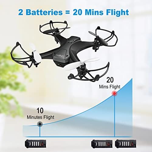 Tech RC Mini Drone with Camera WiFi FPV 2 Batteries 3D Flips