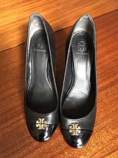 Tory Burch Womens Jolie Black Dress Wedge Heels Shoes 8.5