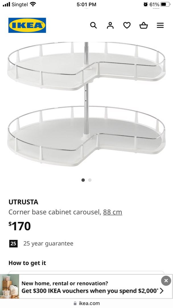 Utrusta corner deals base cabinet carousel