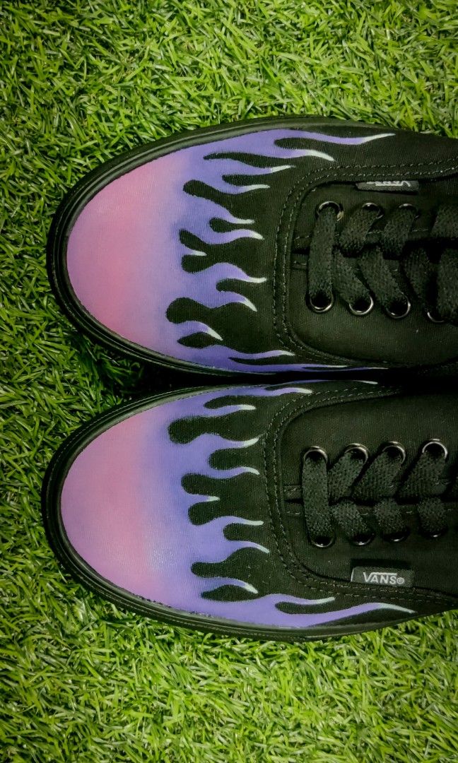 Vans authentic black custom online