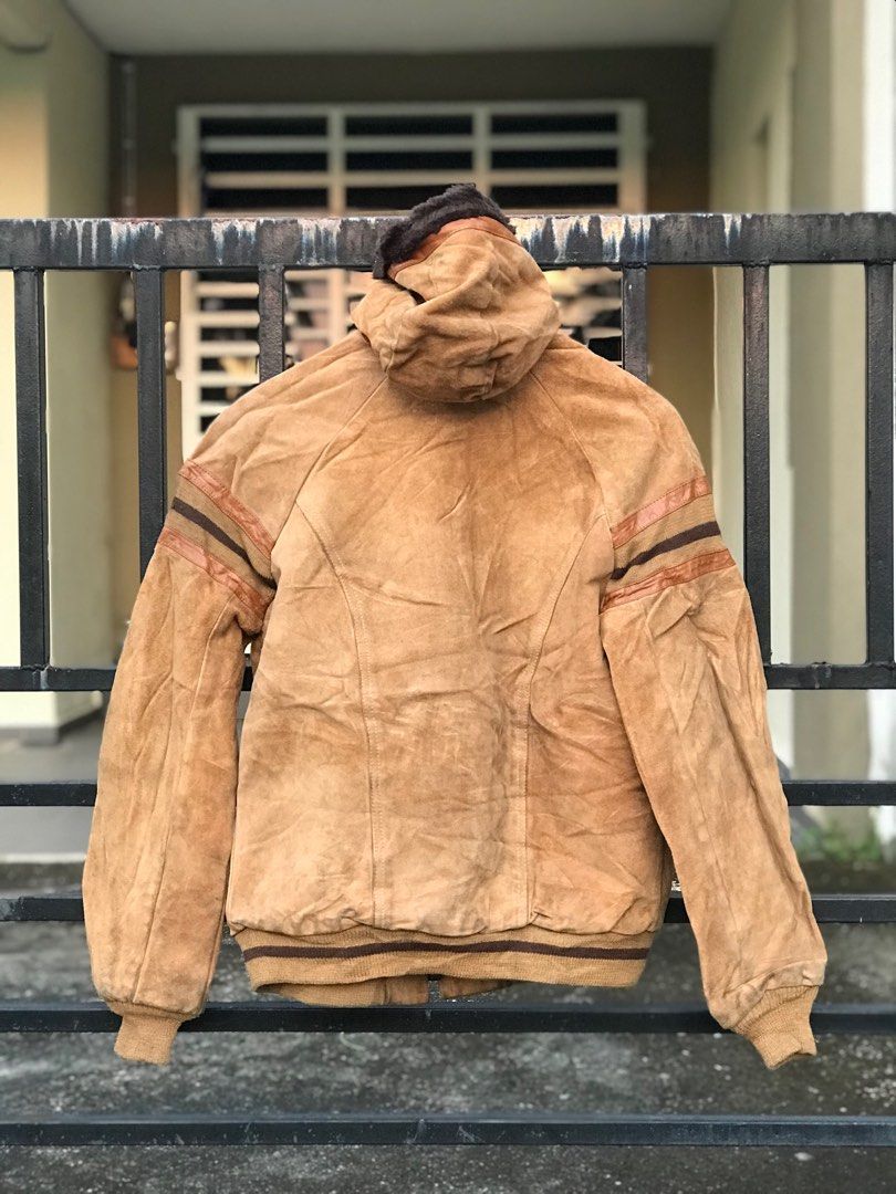 VINTAGE WILLIAM BARRY LEATHER JACKET HOODIE Hobbies Toys