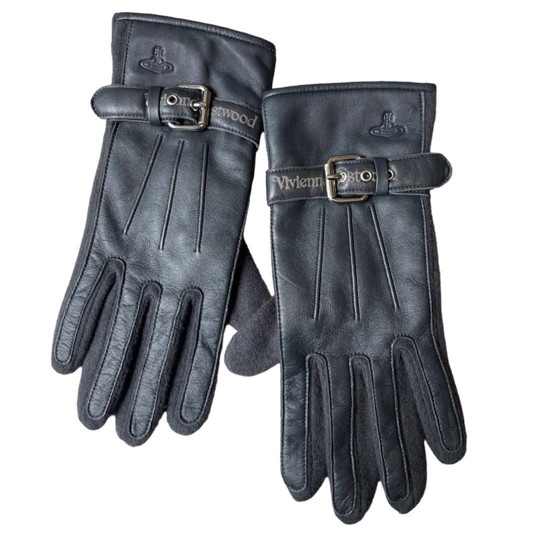 小物 Vivienne Westwood Logo Leather Glove Vivienne Westwood Black Classic Gloves Vivienne Westwood