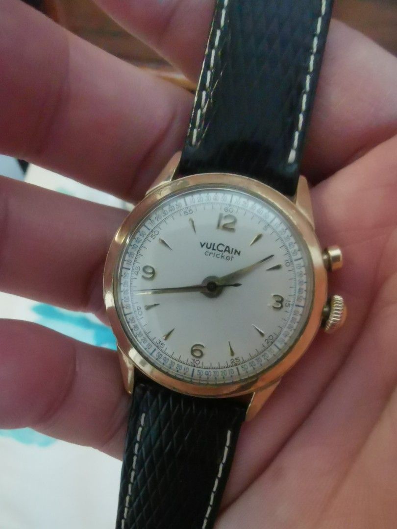 VULCAIN 1950 s Cricket Alarm Gold Vintage Mechanical Winding Wrist