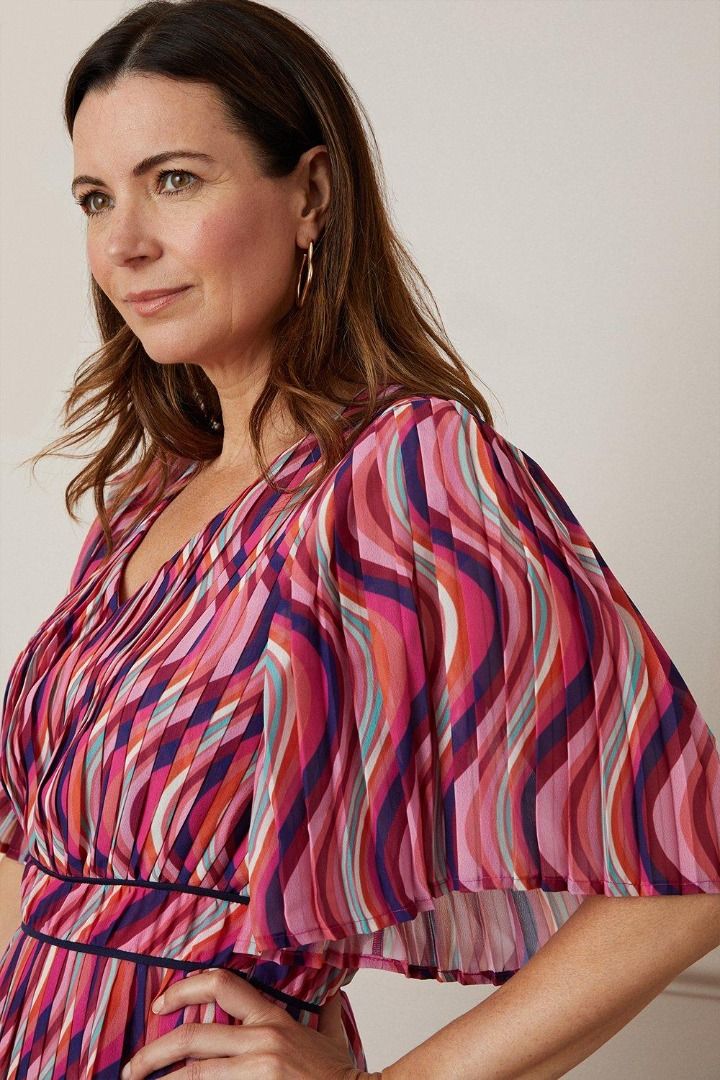Rainbow pleated sales midi dress