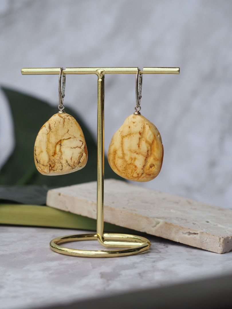 White amber earrings store