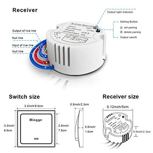 XINGYE Wireless Light Switch Kit - Quick On/Off Switch for Indoor ...