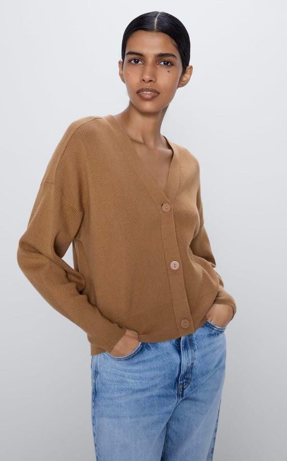 Zara discount camel cardigan