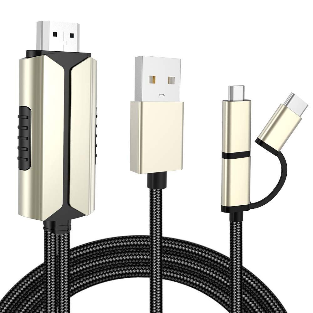 5493] 3-in-1 USB to HDMI Cable , Compatible with iPhone iPad Android to HDMI  Cable,