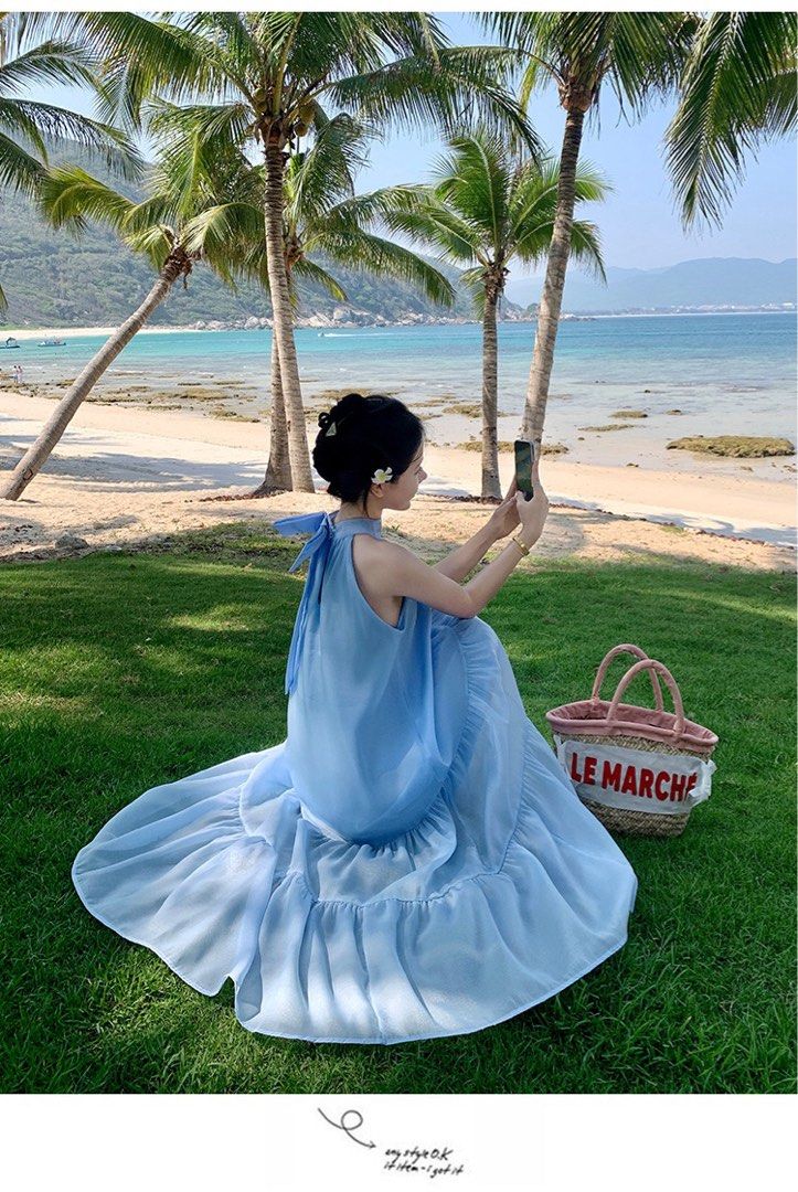 Sleeveless gauze dress hotsell