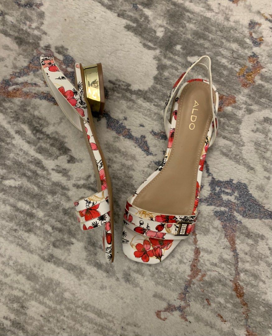 Aldo white cheap block heel