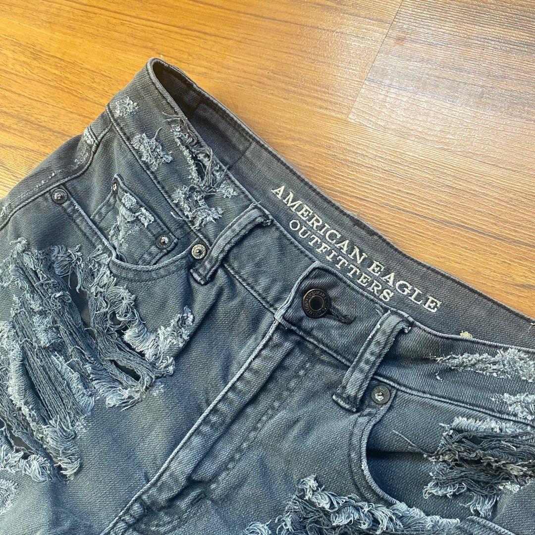 American eagle black denim shorts top