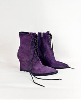 Ann Demeulemeester Laced Suede Wedge Boots
