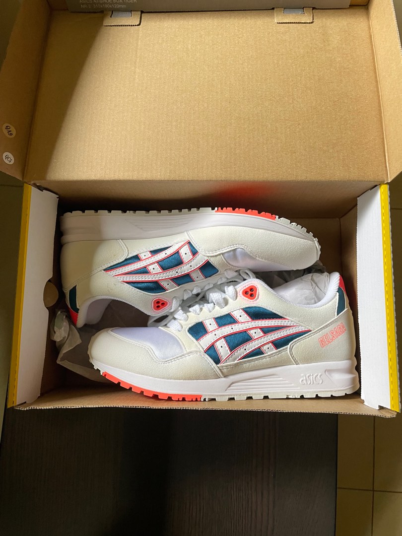 ASICS Tiger GELSAGA White Flash Coral Men s Fashion Footwear Sneakers on Carousell