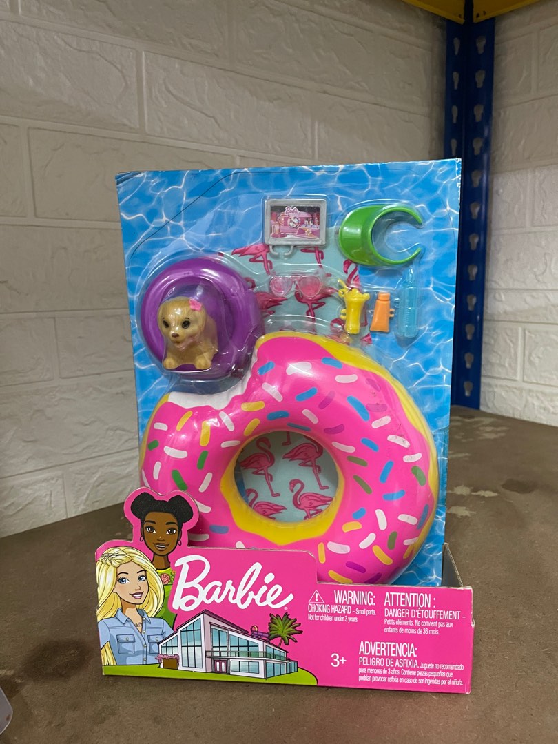 Barbie Outdoor Furniture Set with Donut Floatie Really Floats Water Squirting Puppy Toy and 8 Themed Accessories Hobbies Toys Toys Games on Carousell