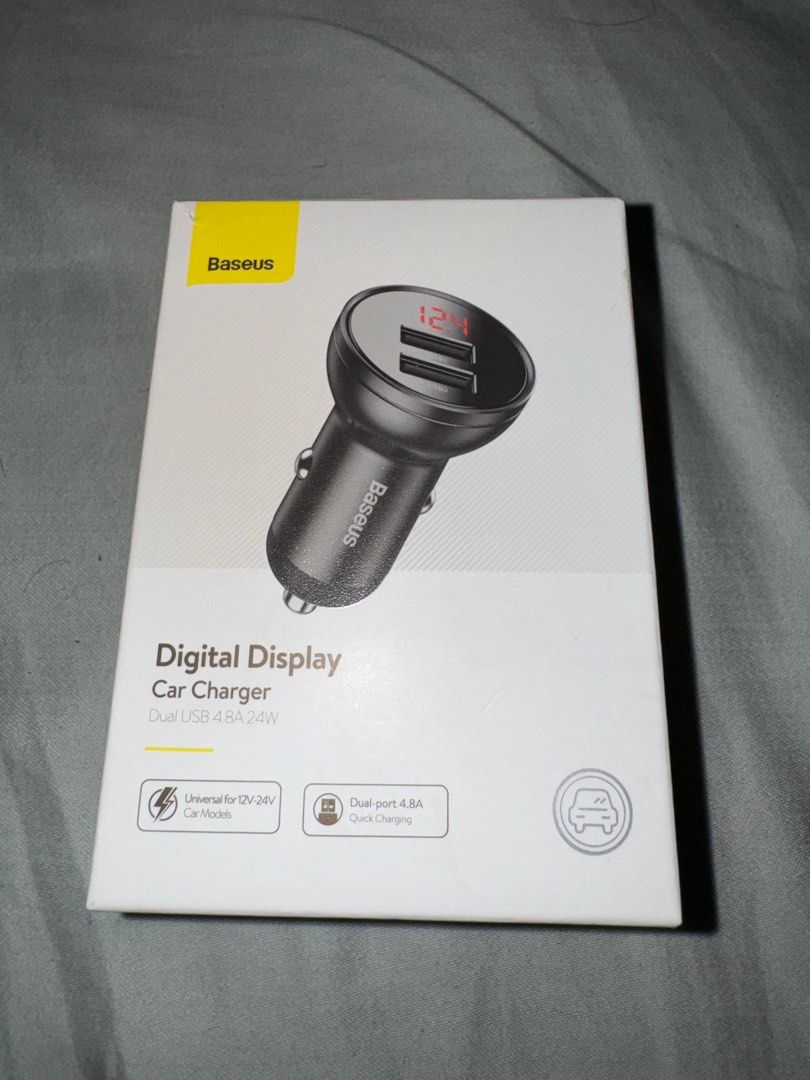 Baseus Dual USB 4.8A 24W car charcher (Category: Chargers & Cables) located in Quezon City. Submitted by kingjj04 (Listing ID 1282892838, Image 1). Description: Item already opened and tested. bought the wrong item and its not compatible with my charging wire. Already bought a PD charger.