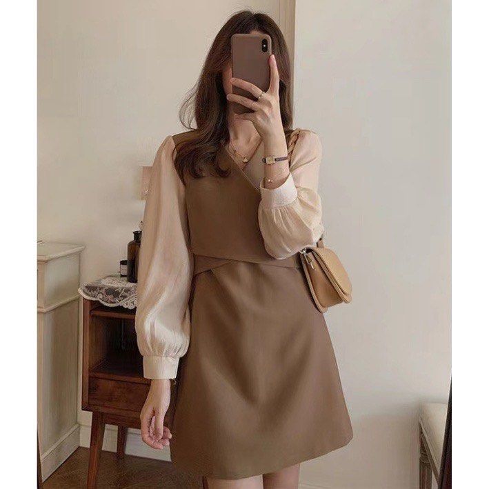 Tan long sleeve dress best sale
