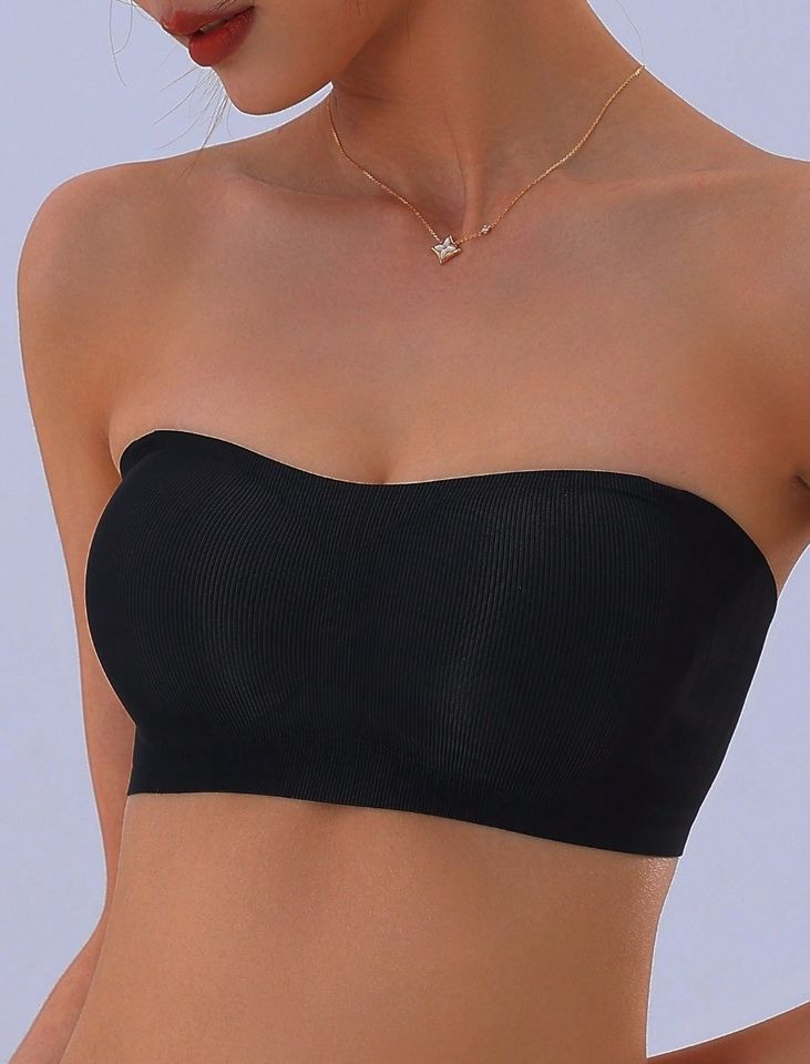 365 Anti-Slip Seamless Strapless Wireless Bra in Black