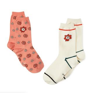 BTS BT21 RJ Hollow Socks Flower Socks Collection 2 Pairs Official
