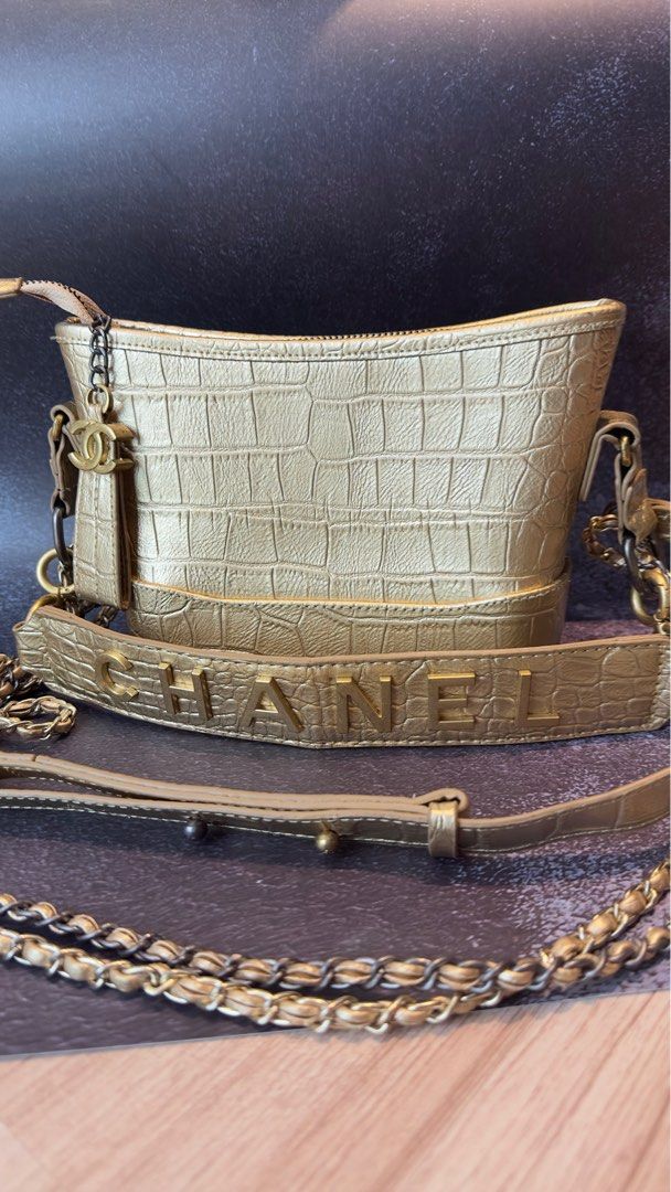 Chanel Gabriel Gold 20cm Hobo Crocs Women s Fashion Bags