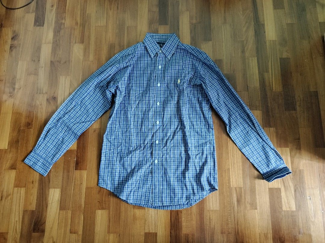 CHEAP RALPH LAUREN LONG SLEEVED CUSTOM FIT PURPLE CHECKERED