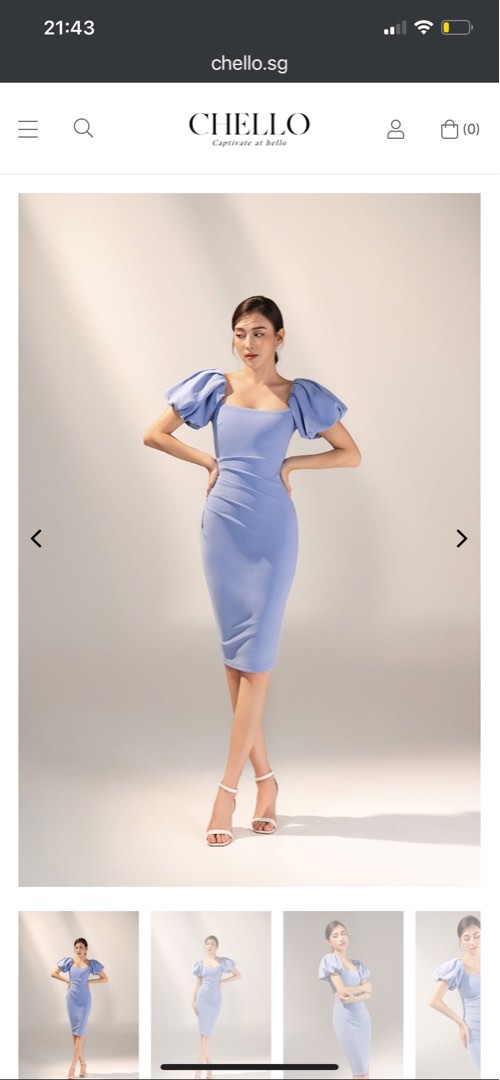 Ellery Padded Twist Back Ruched Dress in Periwinkle Blue