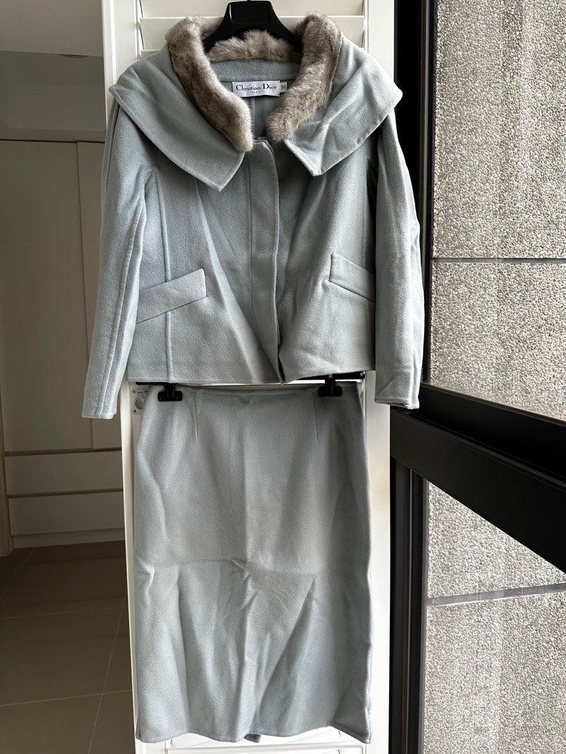 Christian Dior Two Piece Cashmere Mink Trim Outfit